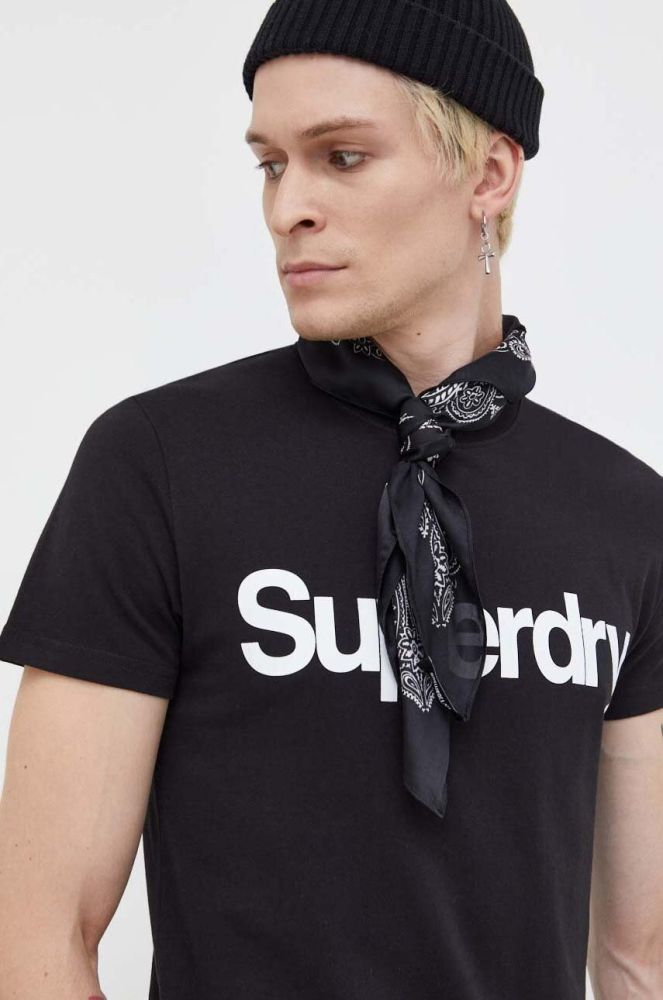 Бавовняна футболка Superdry колір чорний з принтом (3490721)