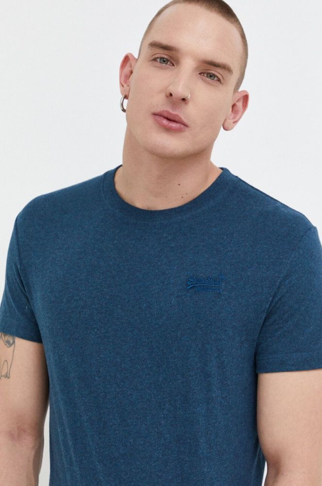 Бавовняна футболка Superdry чоловічий колір синій з принтом (3676882)