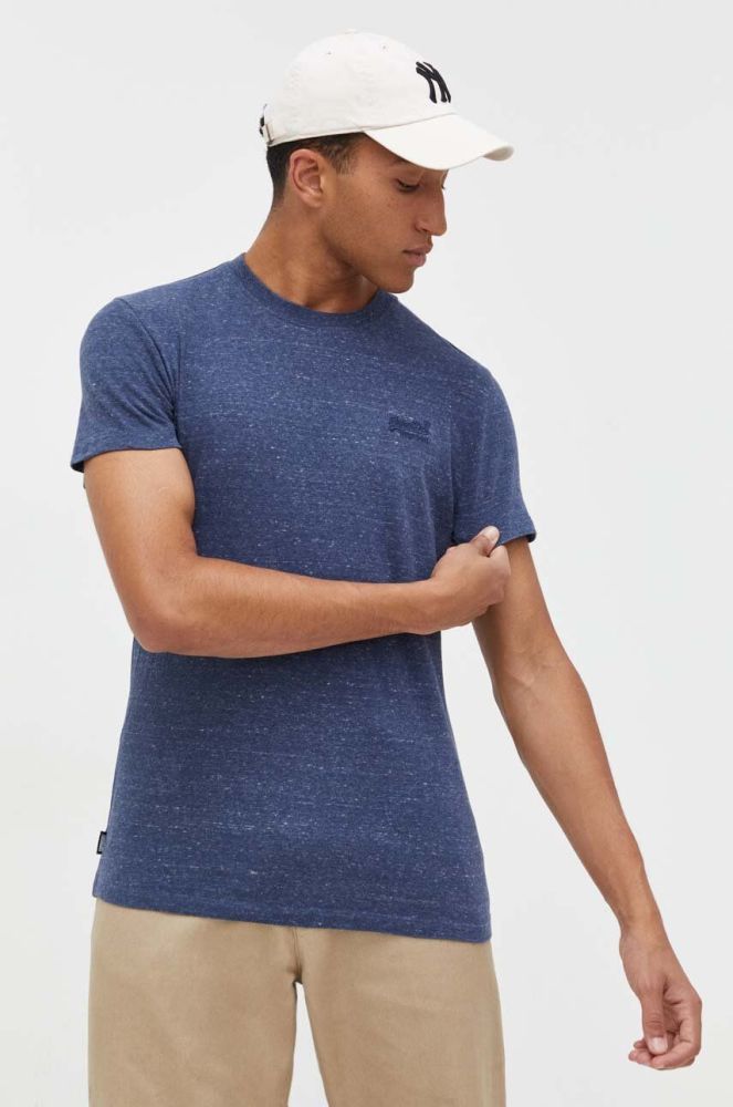 Бавовняна футболка Superdry меланж колір блакитний (3576246)