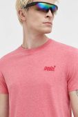 Бавовняна футболка Superdry колір рожевий з аплікацією
