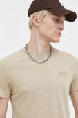 Бавовняна футболка Superdry колір бежевий однотонний