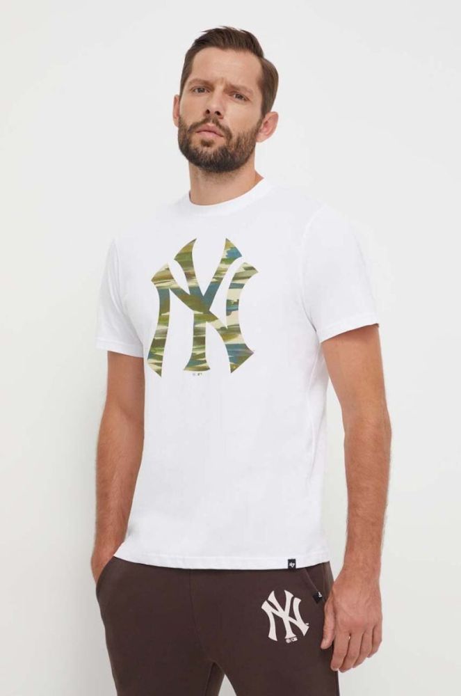 Бавовняна футболка 47brand MLB New York Yankees чоловіча колір білий з принтом фото 4