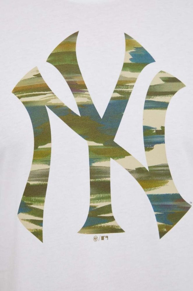 Бавовняна футболка 47brand MLB New York Yankees чоловіча колір білий з принтом фото 5