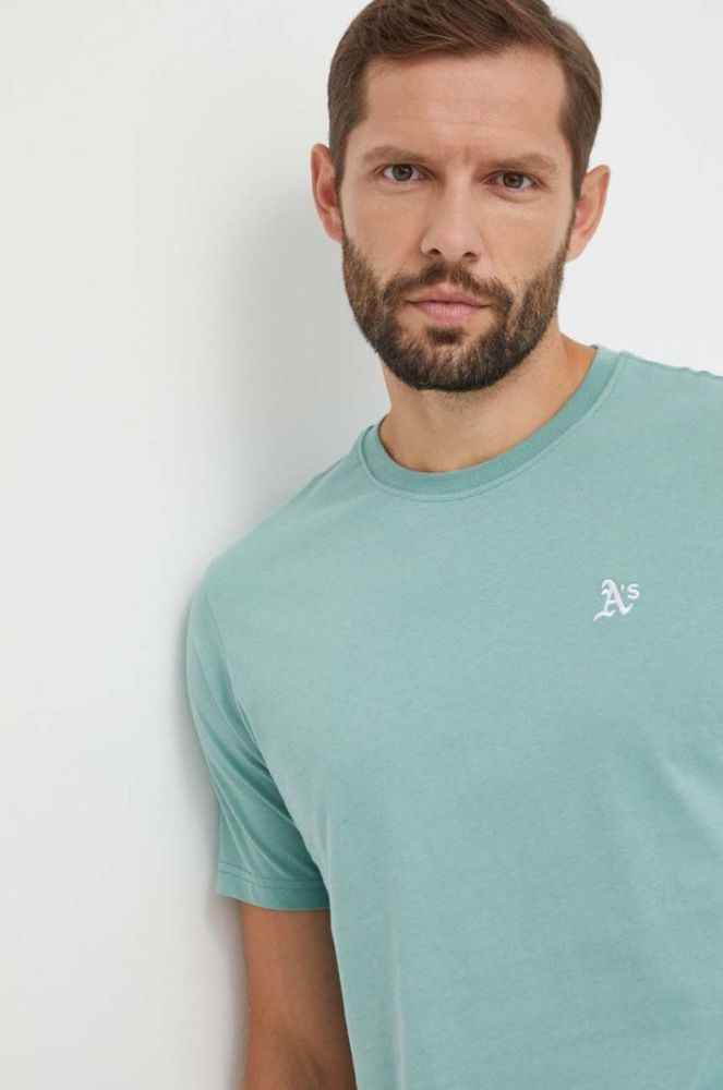 Бавовняна футболка 47brand MLB Oakland Athletics чоловіча колір зелений однотонна (3611521) фото 4