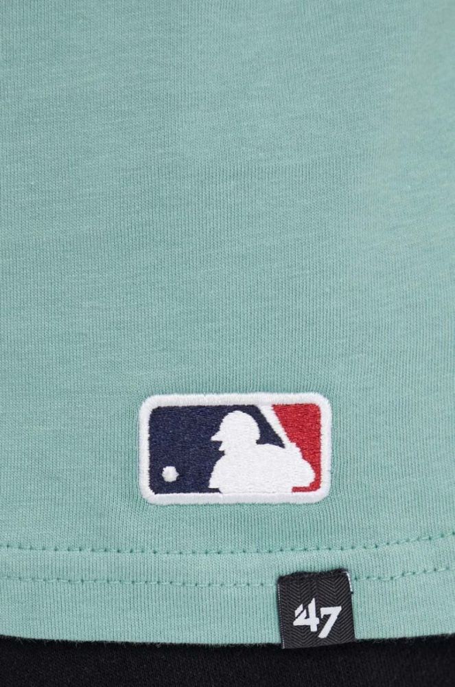 Бавовняна футболка 47brand MLB Oakland Athletics чоловіча колір зелений однотонна (3611521) фото 5