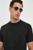 Футболка Karl Lagerfeld чоловічий колір чорний з аплікацією (3468244)