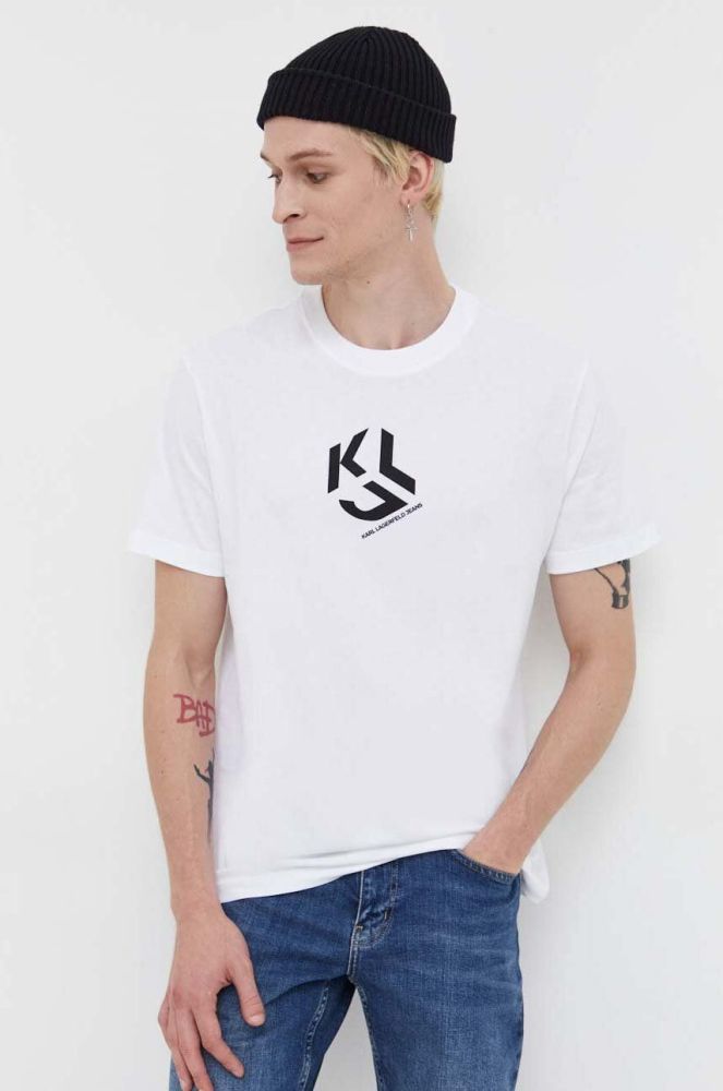 Бавовняна футболка Karl Lagerfeld Jeans колір білий з принтом (3490735)