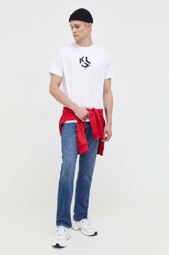 Бавовняна футболка Karl Lagerfeld Jeans колір білий з принтом (3490735) фото 2