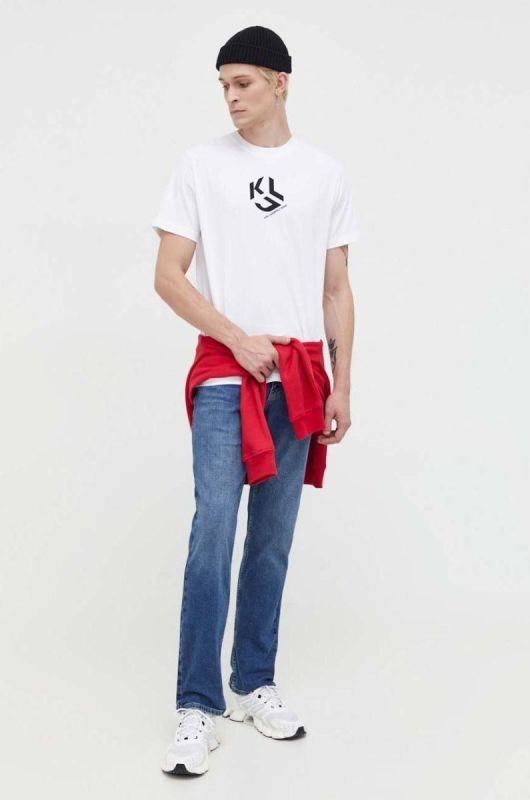 Бавовняна футболка Karl Lagerfeld Jeans колір білий з принтом (3490735) фото 2