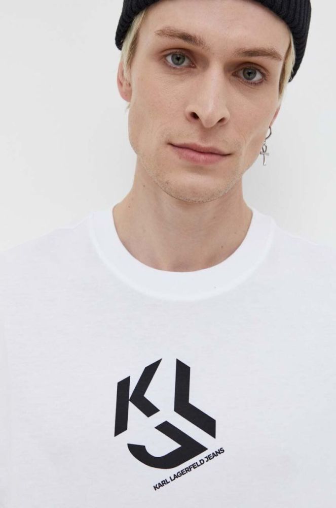 Бавовняна футболка Karl Lagerfeld Jeans колір білий з принтом (3490735) фото 4
