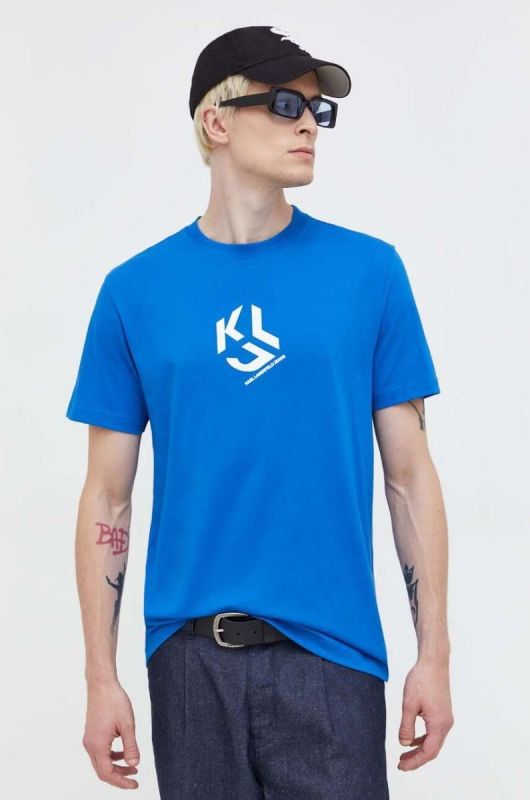Бавовняна футболка Karl Lagerfeld Jeans з принтом колір блакитний (3490745) фото 2
