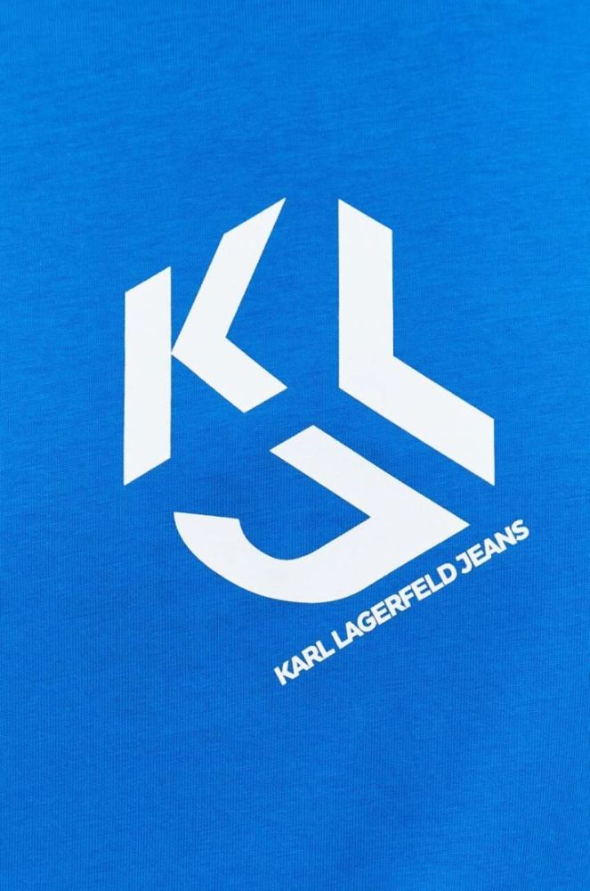 Бавовняна футболка Karl Lagerfeld Jeans з принтом колір блакитний (3490745) фото 5