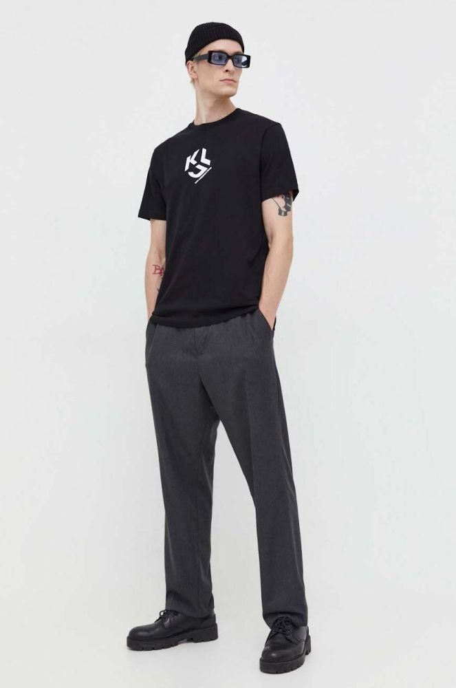 Бавовняна футболка Karl Lagerfeld Jeans колір чорний з принтом (3490740)