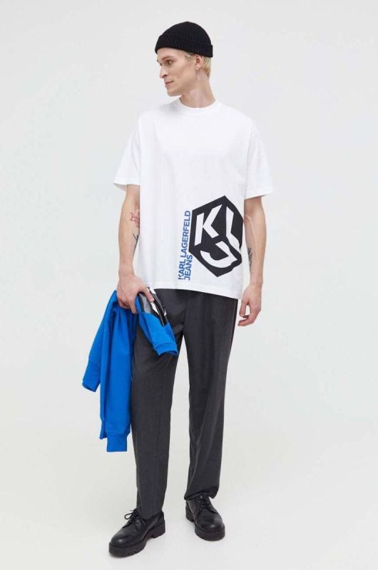 Бавовняна футболка Karl Lagerfeld Jeans колір білий з принтом (3490759) фото 2