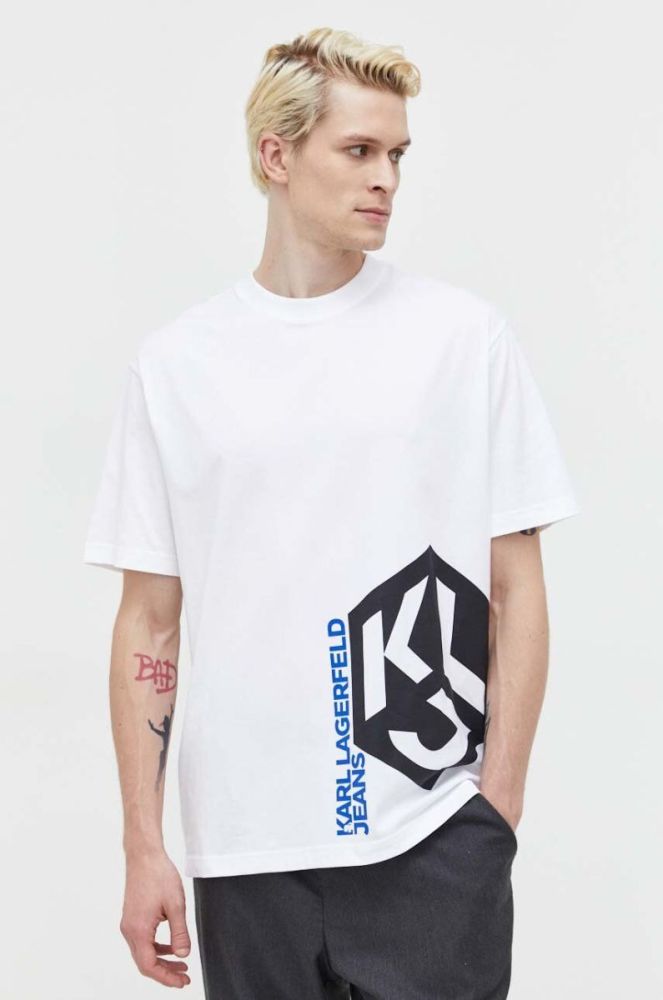 Бавовняна футболка Karl Lagerfeld Jeans колір білий з принтом (3490759) фото 4