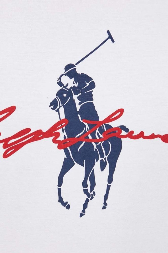 Бавовняна футболка Polo Ralph Lauren колір білий з принтом (3592386) фото 5