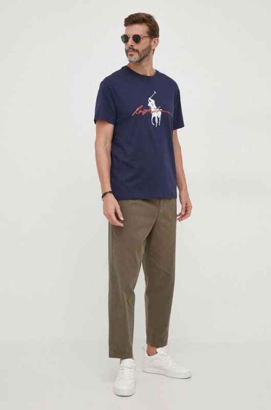 Бавовняна футболка Polo Ralph Lauren колір синій з принтом (3592391)