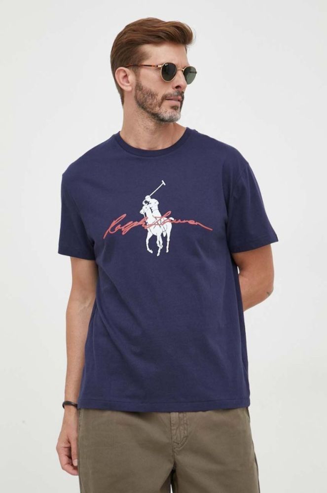Бавовняна футболка Polo Ralph Lauren колір синій з принтом (3592391) фото 2