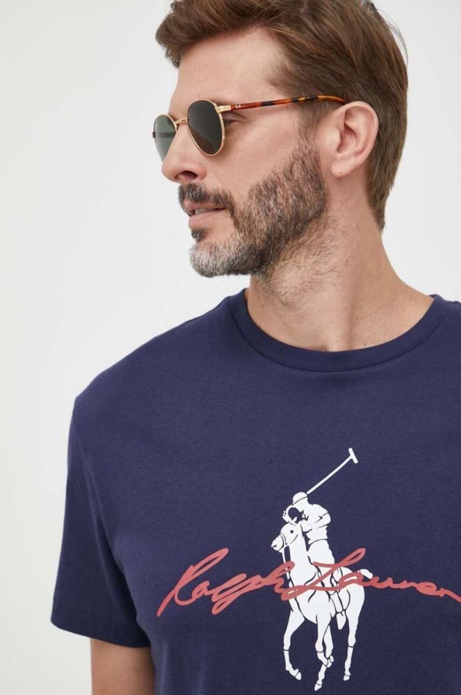 Бавовняна футболка Polo Ralph Lauren колір синій з принтом (3592391) фото 4