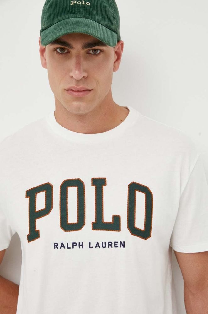 Бавовняна футболка Polo Ralph Lauren колір білий з аплікацією (3432874)