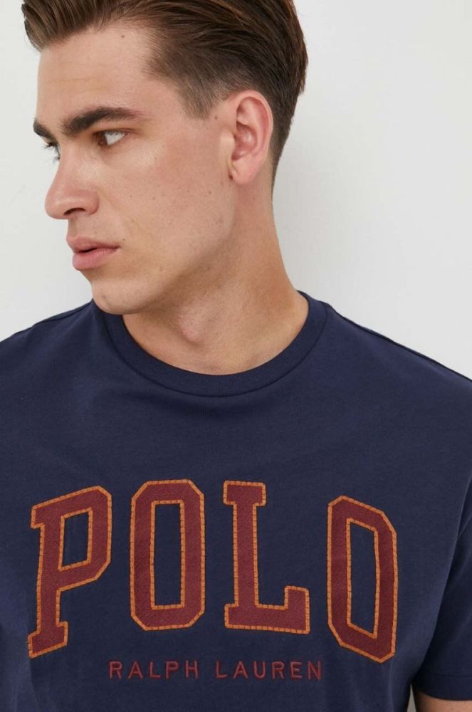Бавовняна футболка Polo Ralph Lauren колір синій з аплікацією (3432883) фото 4