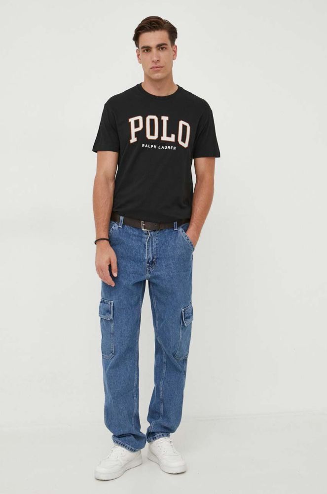 Бавовняна футболка Polo Ralph Lauren колір чорний з аплікацією (3432879)
