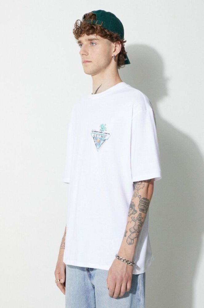 Бавовняна футболка Guess Originals колір білий з принтом фото 4