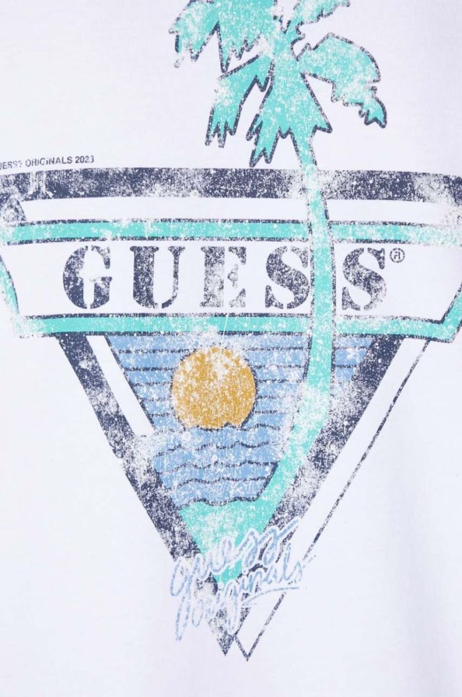 Бавовняна футболка Guess Originals колір білий з принтом фото 6