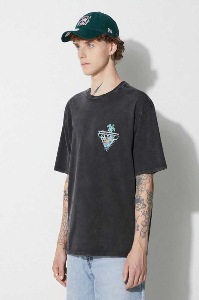 Бавовняна футболка Guess Originals колір чорний з принтом (3488498) фото 4