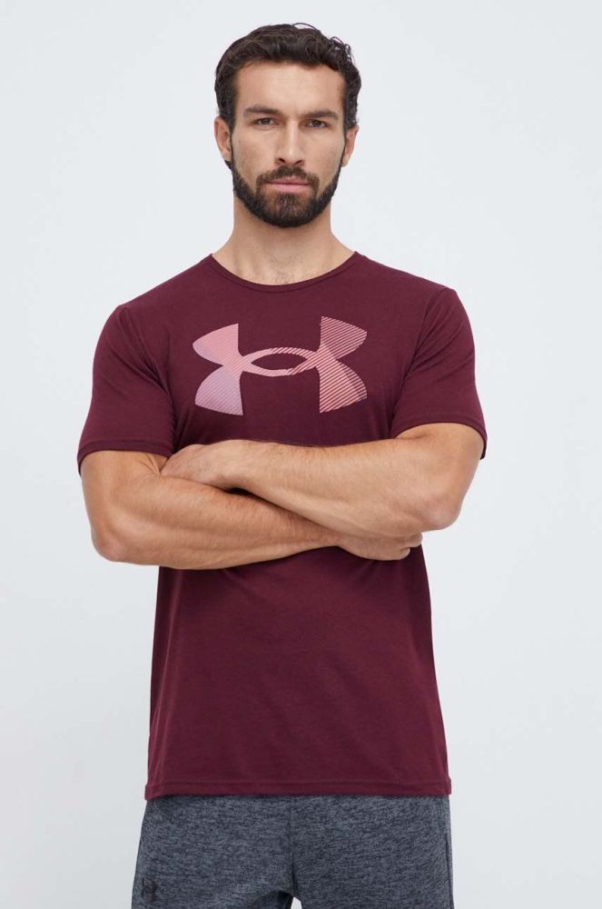 Футболка Under Armour чоловічий колір бордовий з принтом