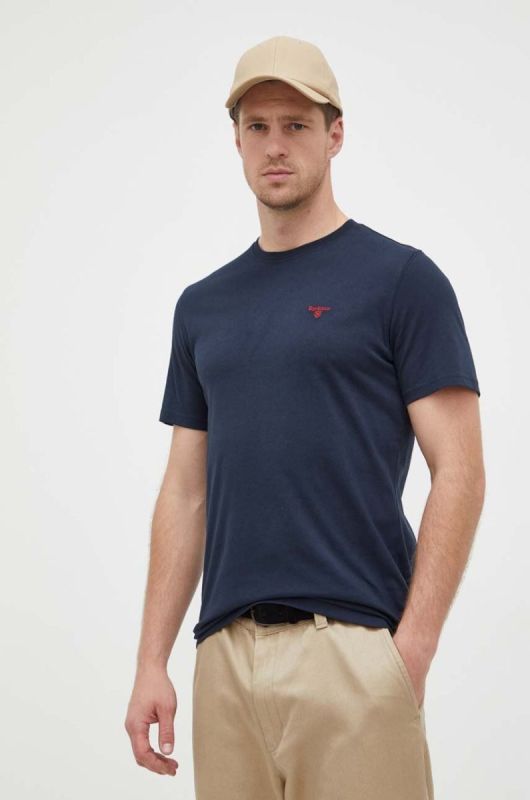 Бавовняна футболка Barbour колір синій однотонний (3494094)