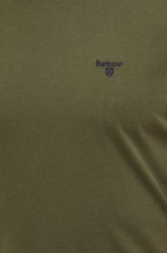 Бавовняна футболка Barbour колір зелений однотонний (3494100) фото 5