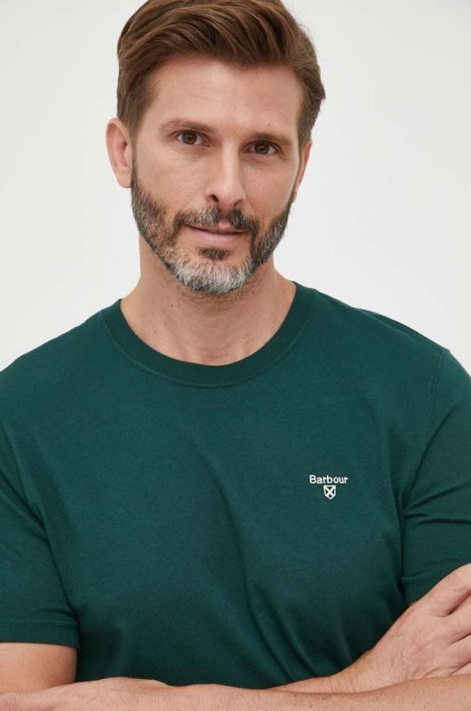 Футболка basic чоловіча бавовняна Barbour ESSENTIALS колір зелений фото 4
