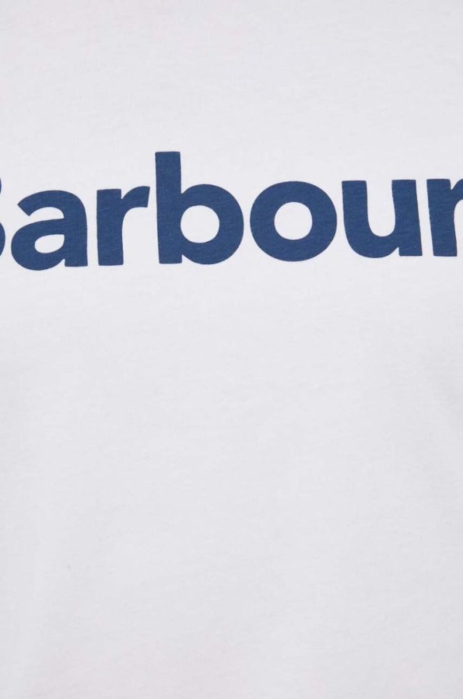 Бавовняна футболка Barbour колір білий з принтом фото 5