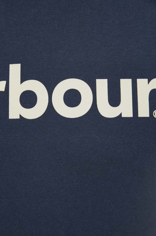 Бавовняна футболка Barbour колір синій з принтом фото 5