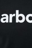 Бавовняна футболка Barbour колір чорний з принтом