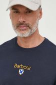 Бавовняна футболка Barbour колір синій з аплікацією