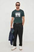 Бавовняна футболка Barbour чоловічий колір зелений з принтом