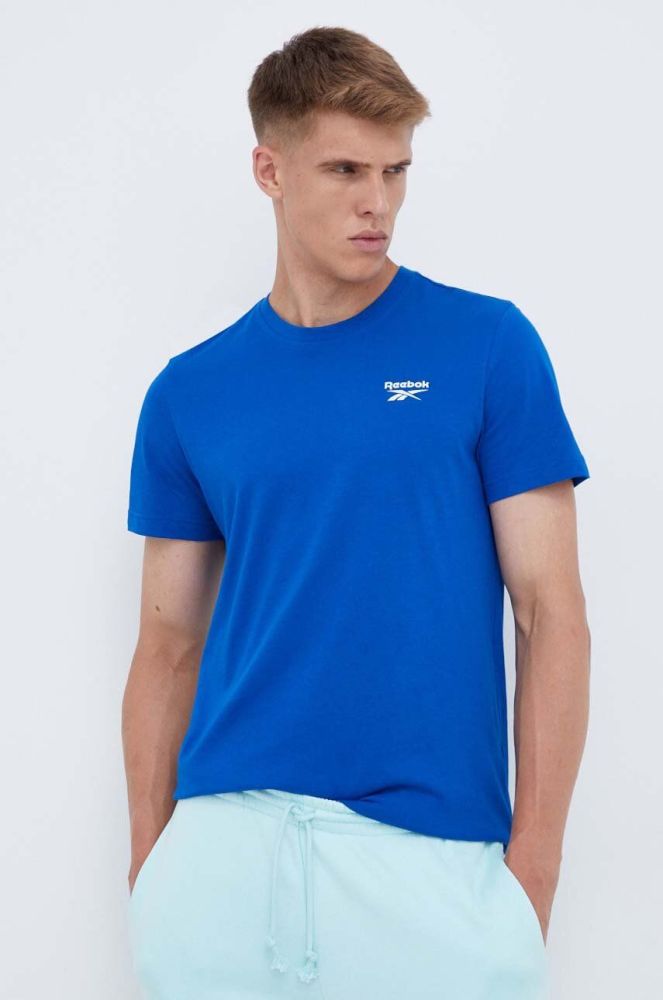 Бавовняна футболка Reebok однотонний колір блакитний