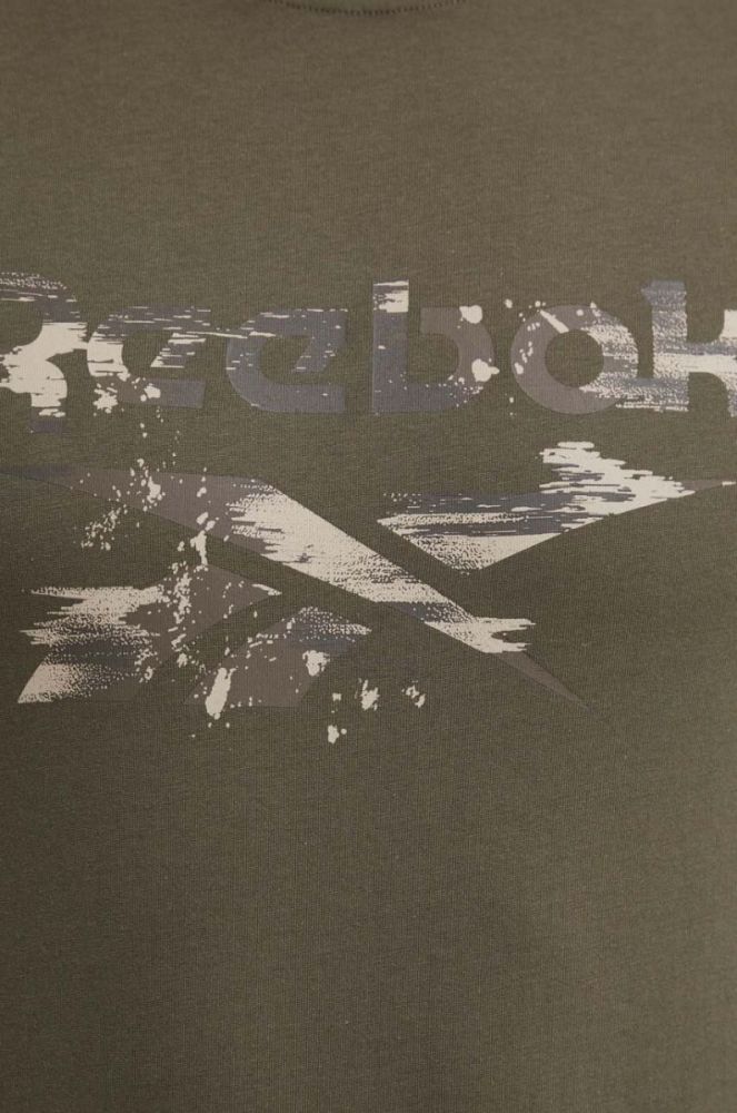 Бавовняна футболка Reebok колір зелений з принтом (3551742) фото 5