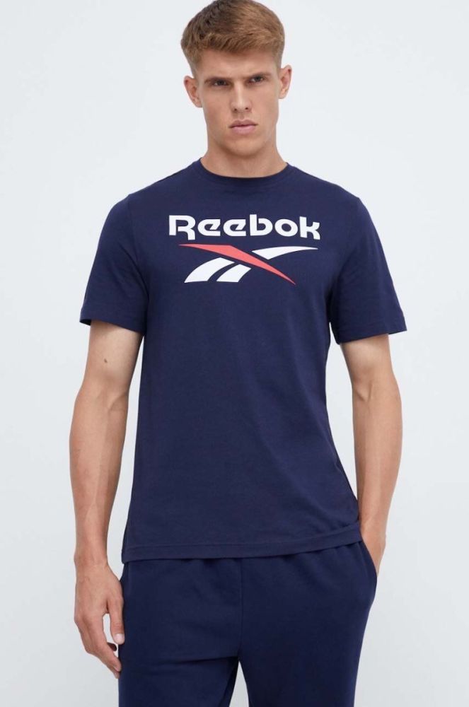 Бавовняна футболка Reebok колір синій з принтом (3555492) фото 4