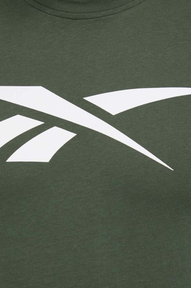 Бавовняна футболка Reebok колір зелений з принтом (3548276) фото 5