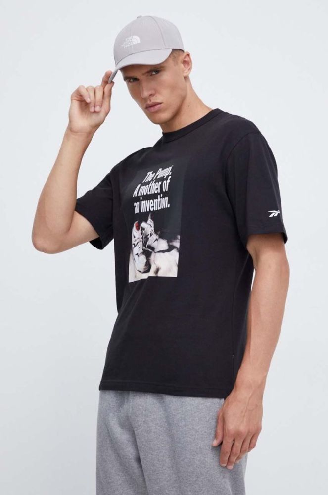 Бавовняна футболка Reebok Classic Basketball колір чорний з принтом (3545137) фото 4