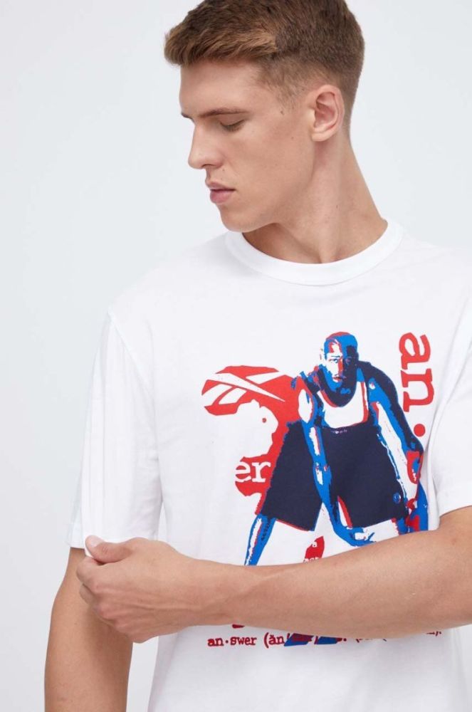 Бавовняна футболка Reebok Classic Basketball колір білий з принтом (3545134) фото 4