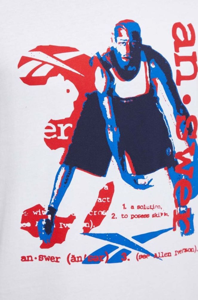 Бавовняна футболка Reebok Classic Basketball колір білий з принтом (3545134) фото 5