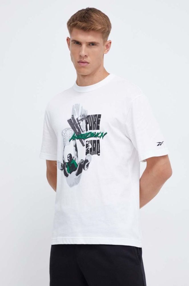 Бавовняна футболка Reebok Classic Basketball колір білий з принтом (3545141) фото 4