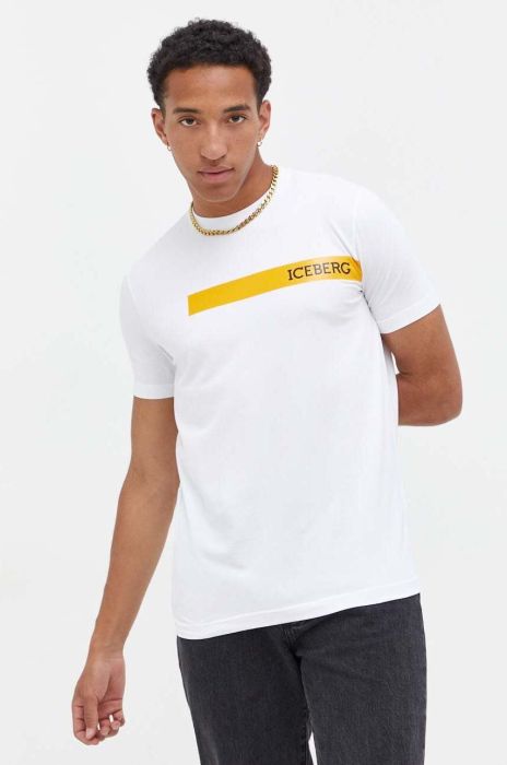 Футболка Iceberg чоловічий колір білий з принтом
