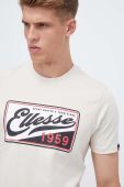 Бавовняна футболка Ellesse колір бежевий з принтом