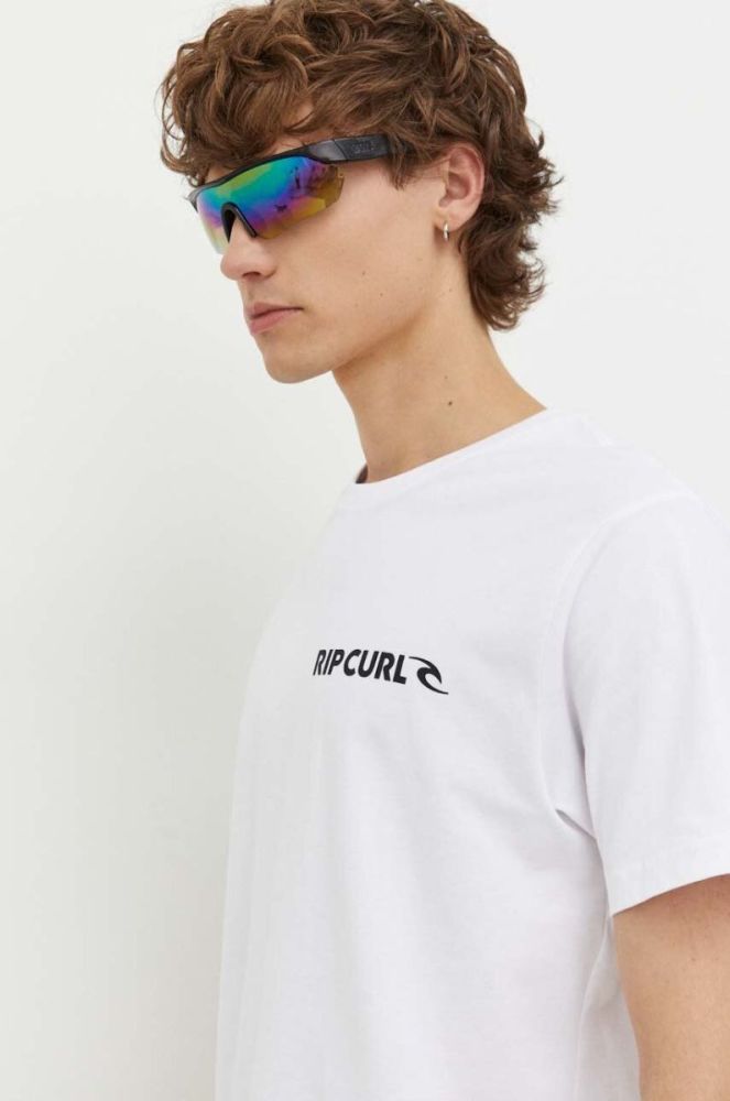 Бавовняна футболка Rip Curl колір білий з принтом (3513192) фото 4