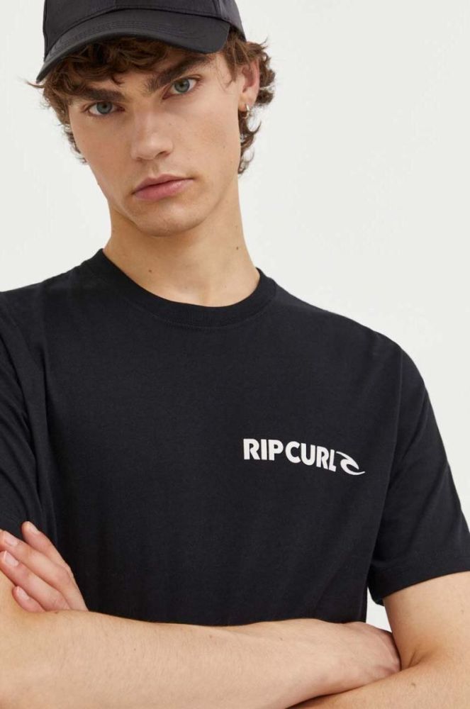 Бавовняна футболка Rip Curl колір чорний з принтом (3513188) фото 4